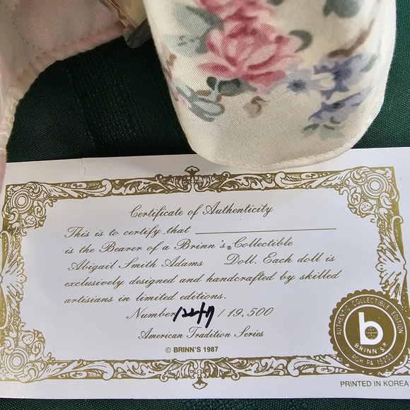VTG Brinn's Abigail Smith Adams Doll American Tradition First Lady Gown Series - Picture 10 of 16